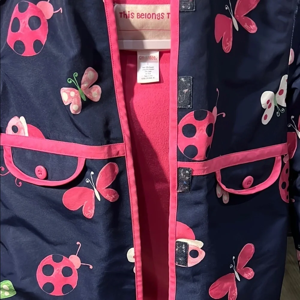 Gymboree Pink and blue Raincoat with butterfly ladybug print size 5